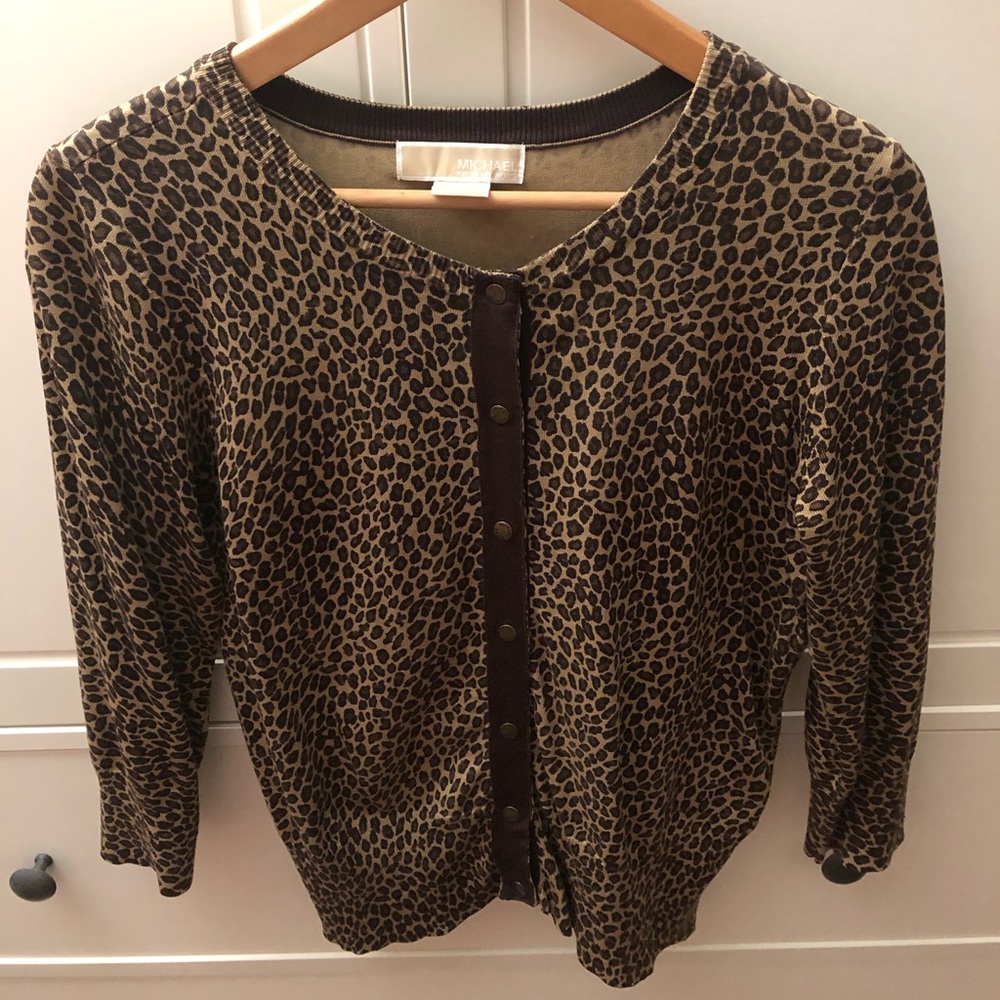 Michael Kors Leopard Print Cardigan